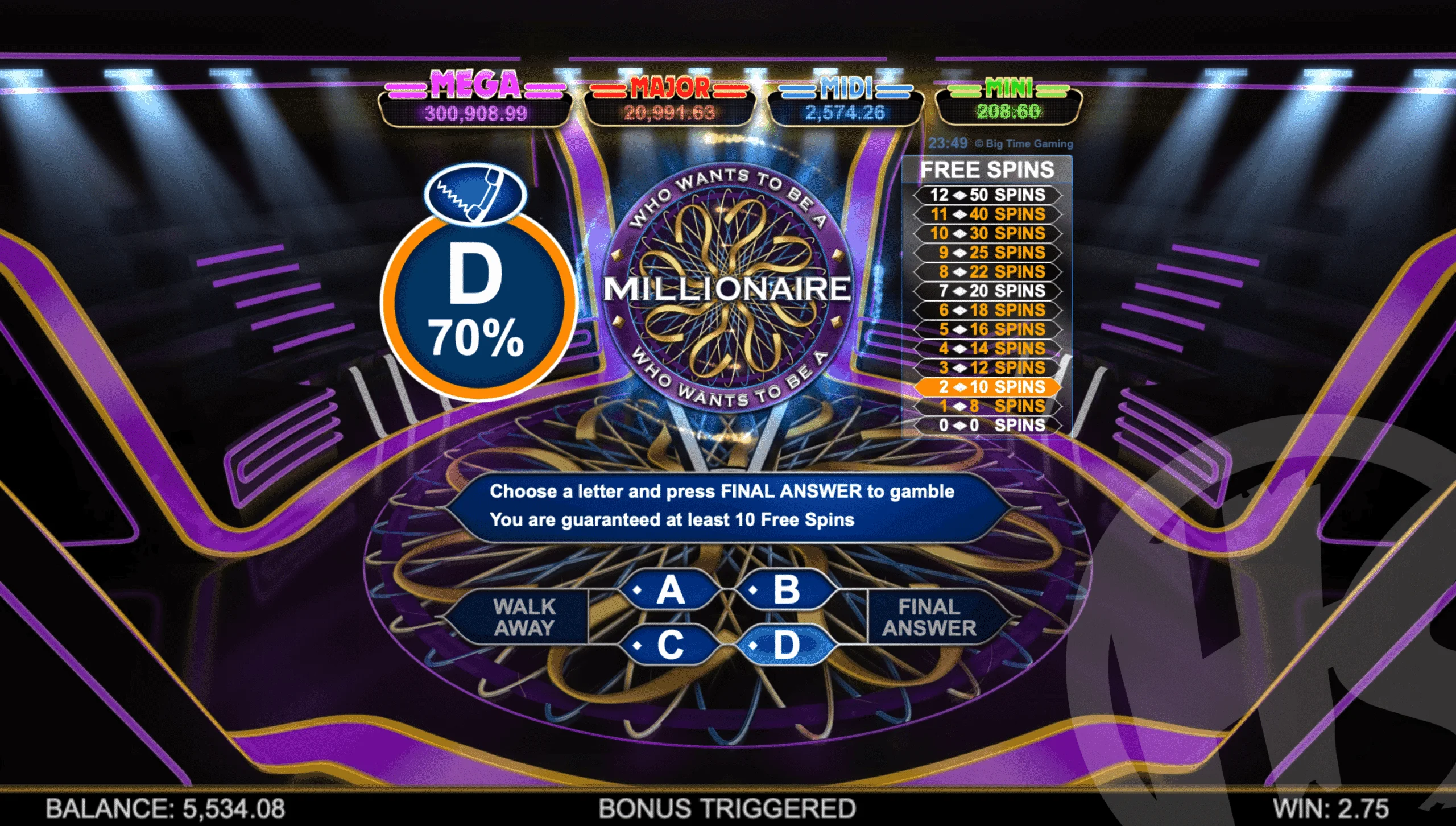 Who Wants To Be a Millionaire Megapays Slot Review pic 3